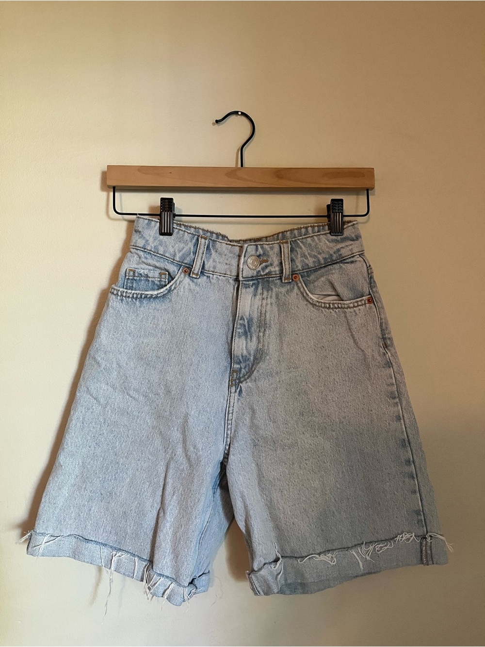 Zara Light Wash Denim Shorts - Casual Women's High-Rise long Shorts